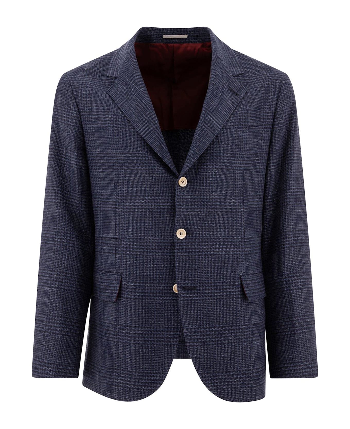 Brunello Cucinelli Prince Of Wales Deconstructed Blazer - Blue