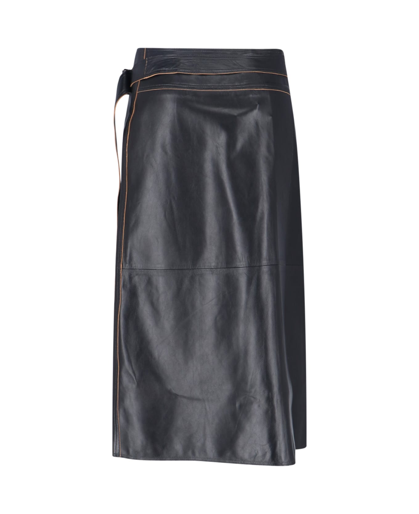 Calvin Klein Nappa Midi Skirt - Black  