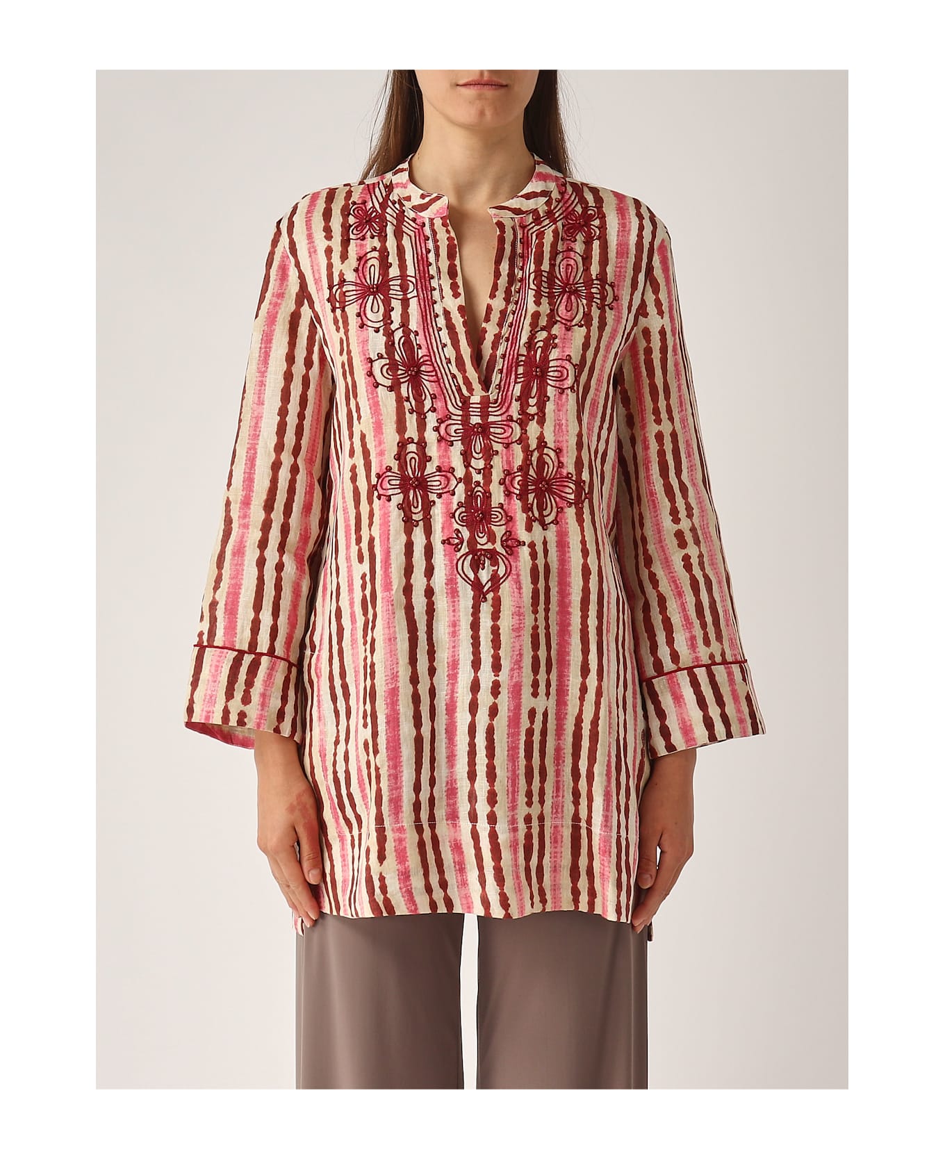 Malìparmi Camicia Caftano Shirt - ROSA-BEIGE