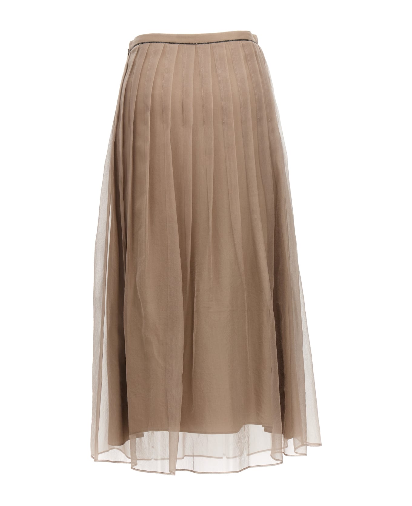 Brunello Cucinelli Monile Detail Silk Skirt - Brown