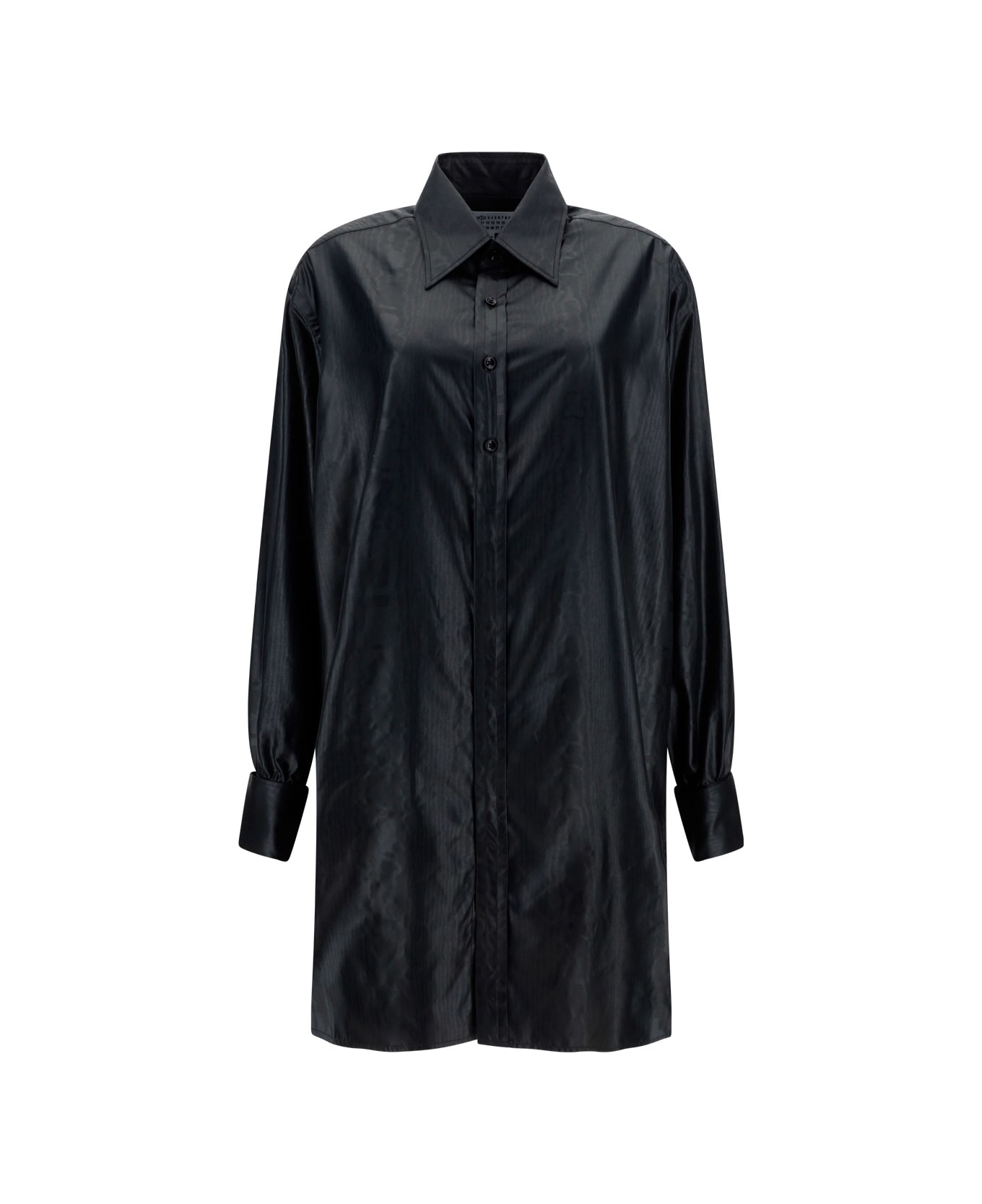Maison Margiela Long Shirt With Classic Collar - Black