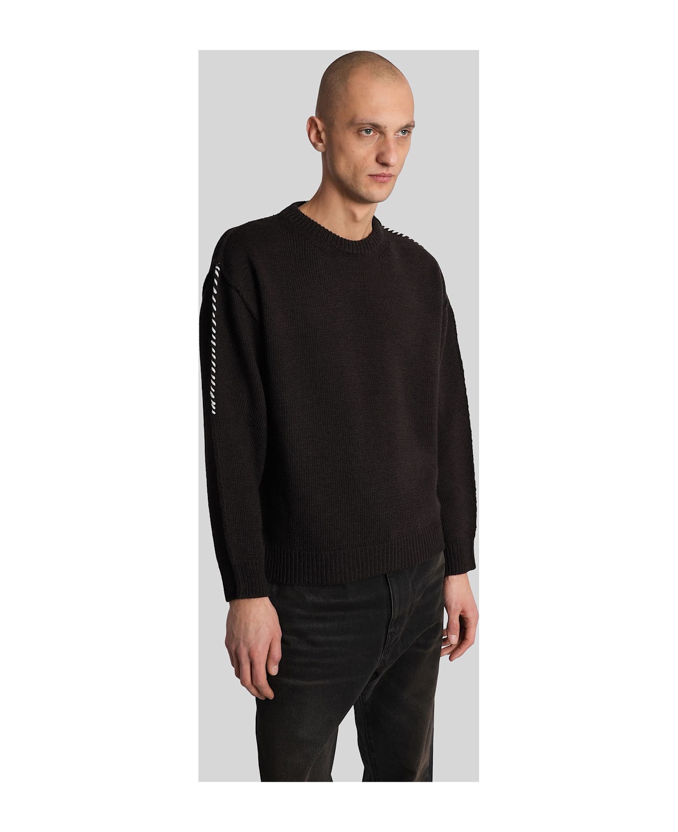 Paura Hotaka Knitwear In Brown Wool - brown