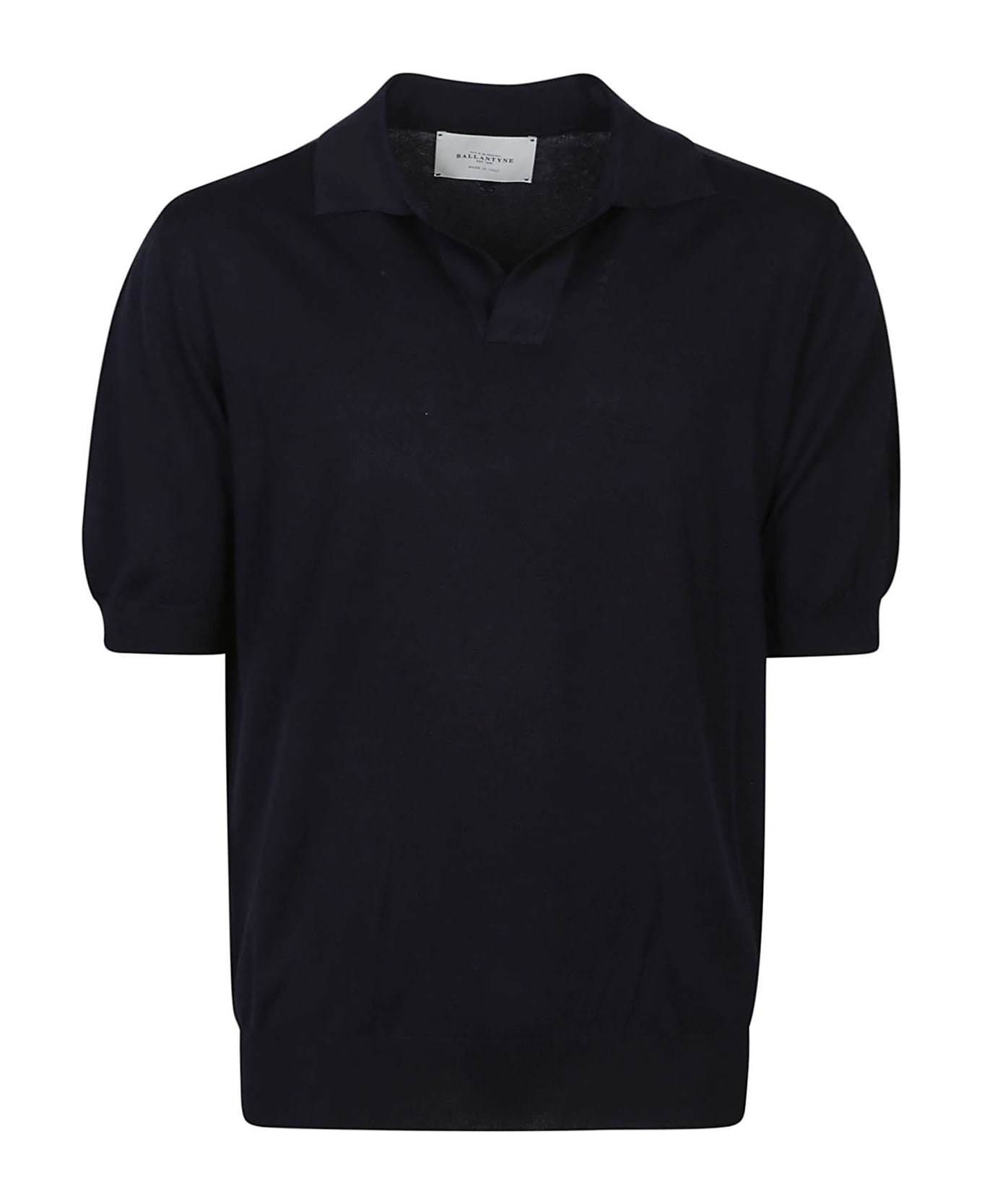 Ballantyne Polo Neck Short Sleeve Sweater - Navy