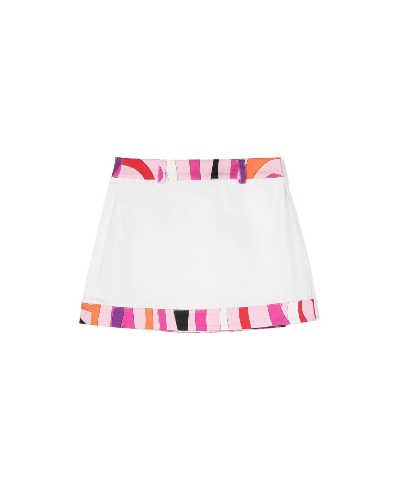 Pucci White Wrap Mini Skirt With Iride Border - White