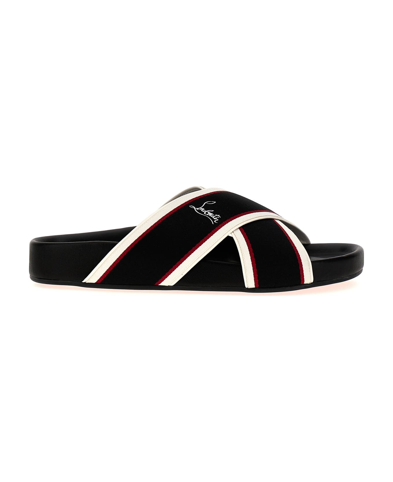 Christian Louboutin 'hot Cross Bizz Flat' Sandals - Black  