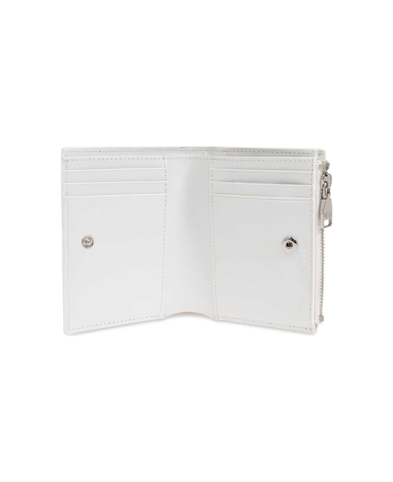 Diesel Play Bi-fold Zip Li Wallet - WHITE