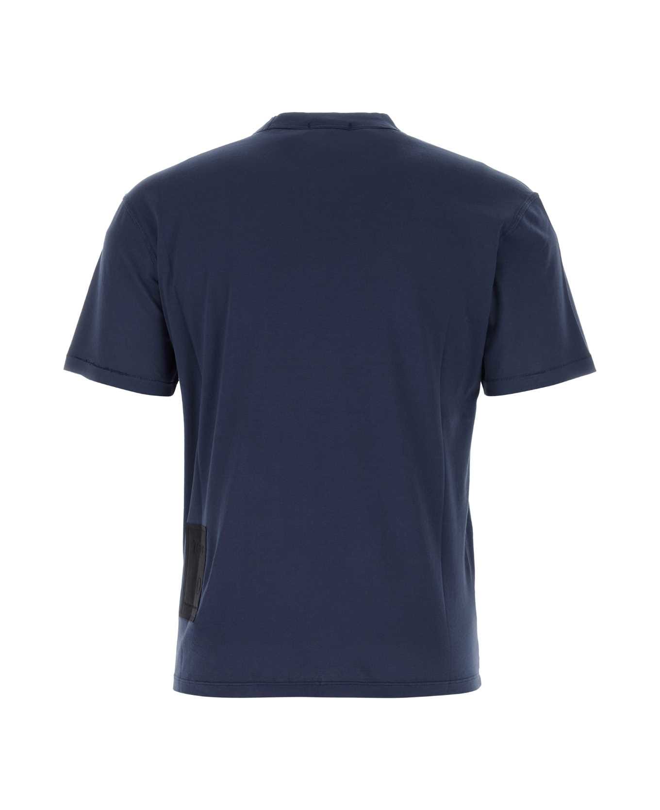 Ten C Navy Blue Cotton T-shirt - BLUNOTTE