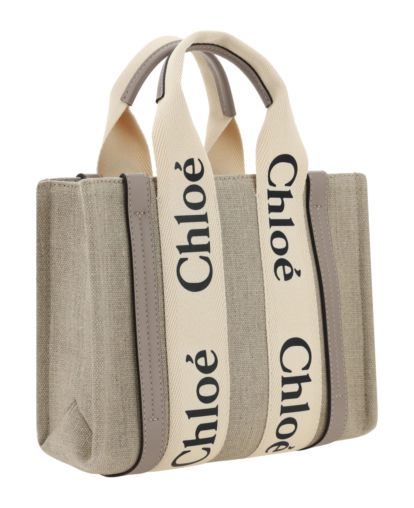 Chloé 'woody Small' Shopping Bag - Musk Grey