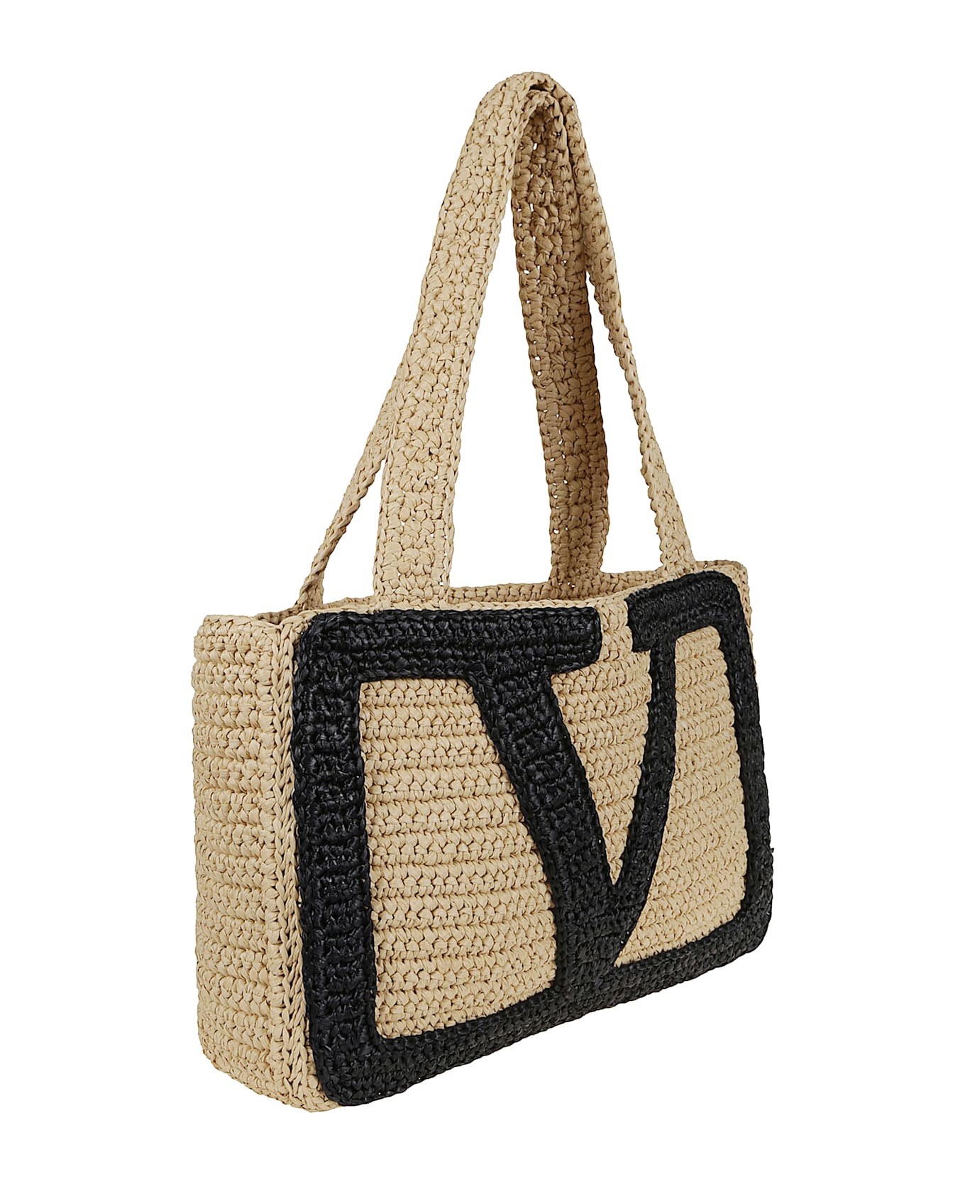 Valentino Garavani Medium Tote Viva Superstar Crochet Rafia - Beige