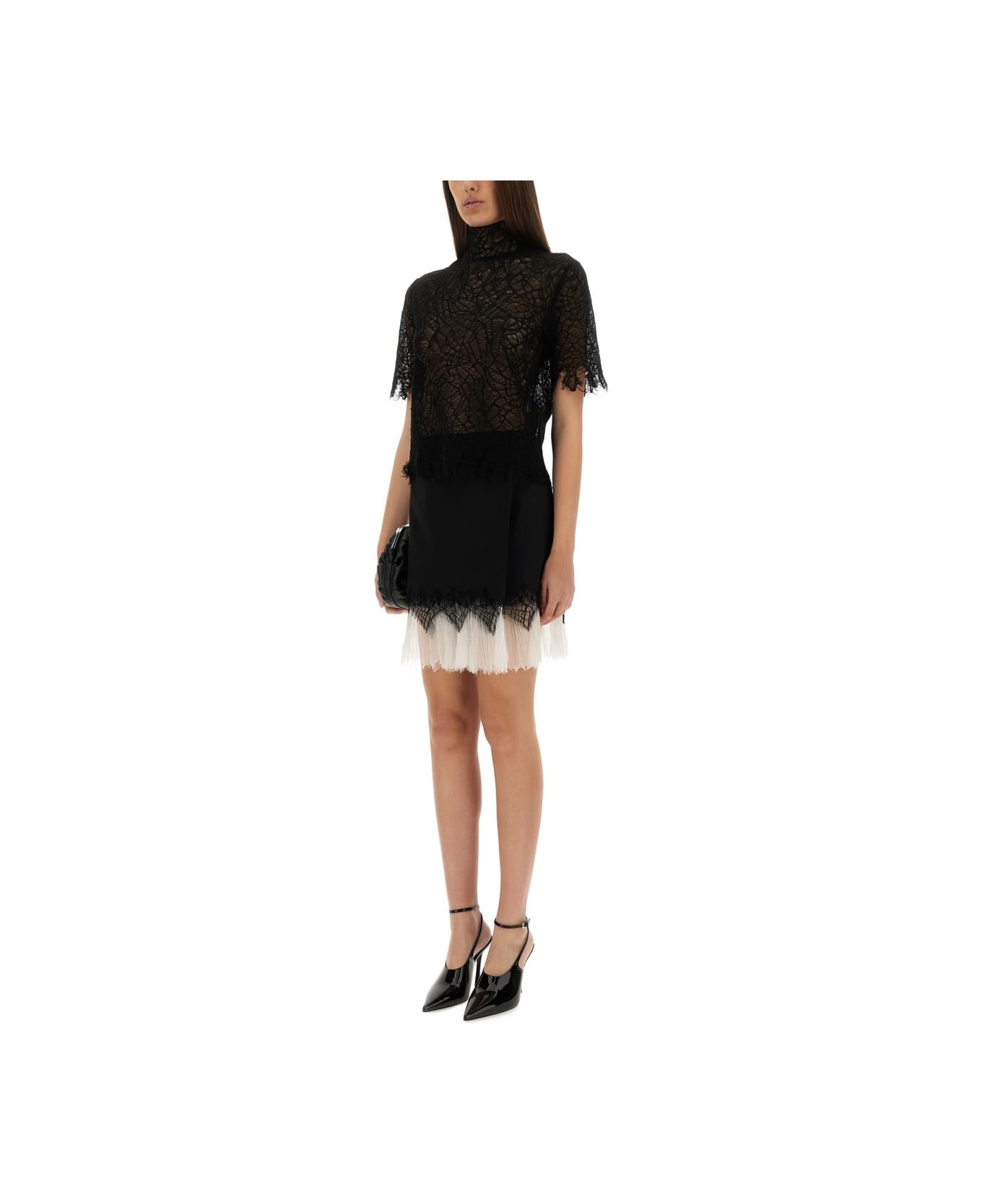 Alexander McQueen Spider Web Lace Miniskirt - BLACK