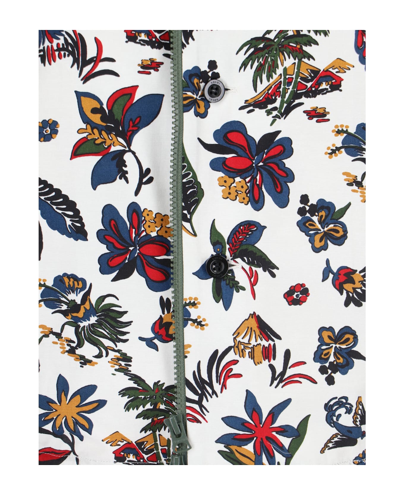 Sacai 
car Race And Tropical Print
 Shirt - White