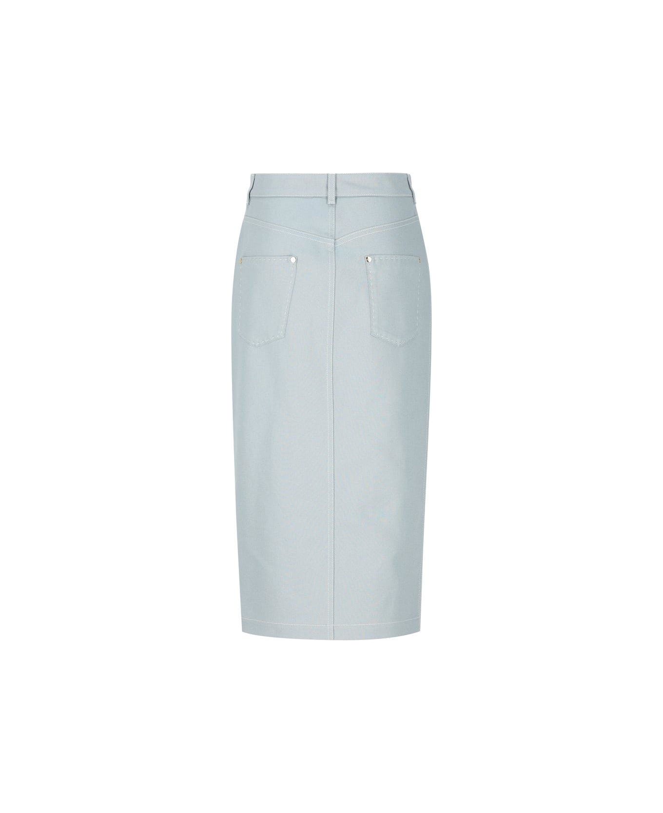 Fendi Zip-up Denim Midi Skirt - Denim/pale blue スカート