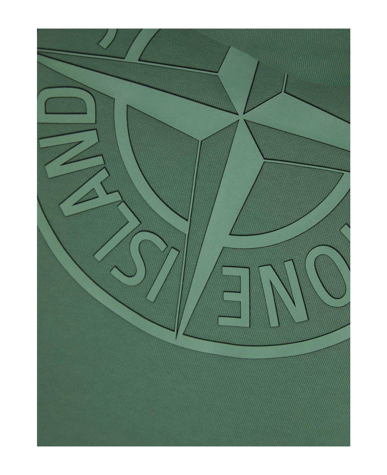 Stone Island Logo Printed Drawstring Hoodie - Sage