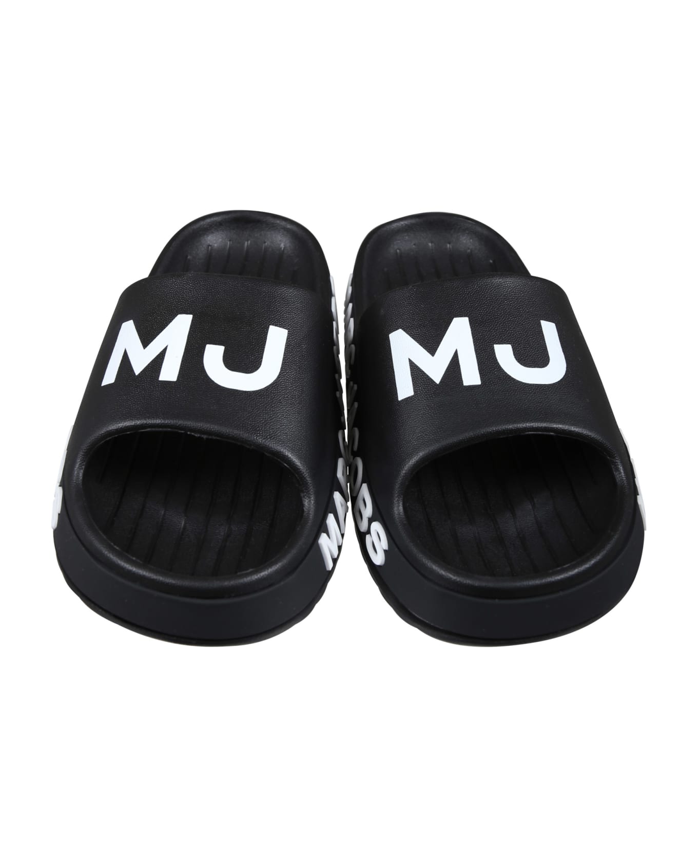 Little Marc Jacobs Black Slippers For Kids With Logo - Nero