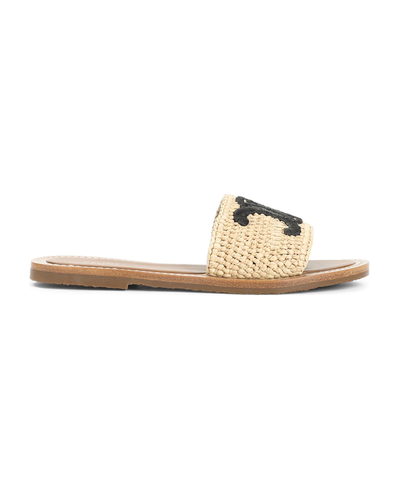 Celine Triomphe 15 Sandals - Bn  Black  Natural