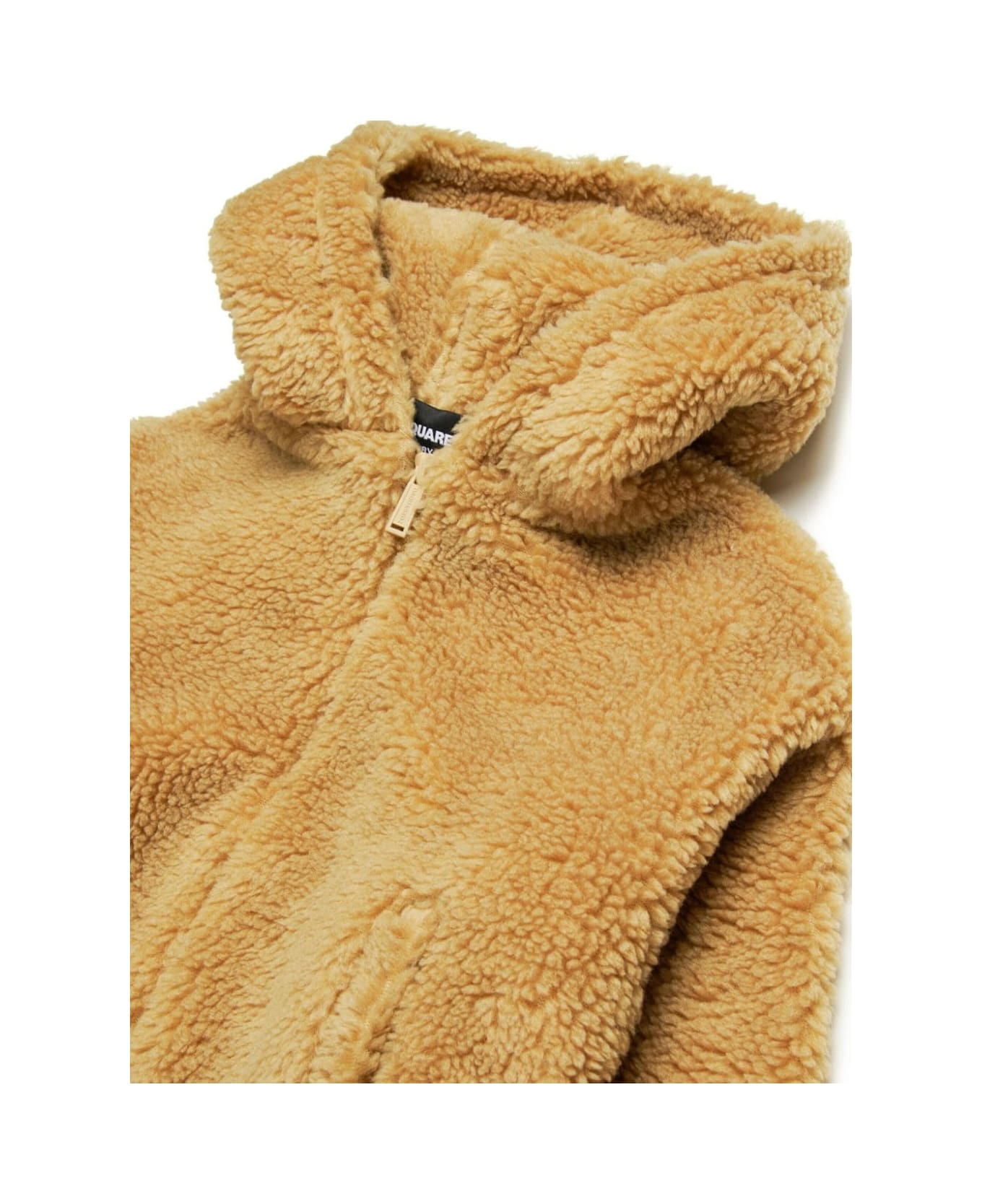 Dsquared2 Icon Hooded Jacket In Beige Teddy - Brown