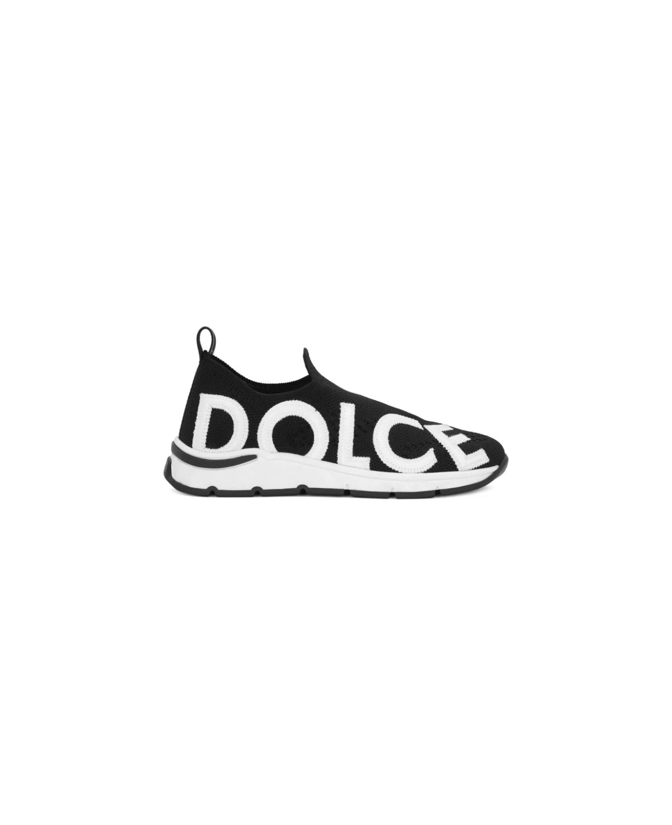 Dolce & Gabbana Black Socks Sneakers With Logo - Black