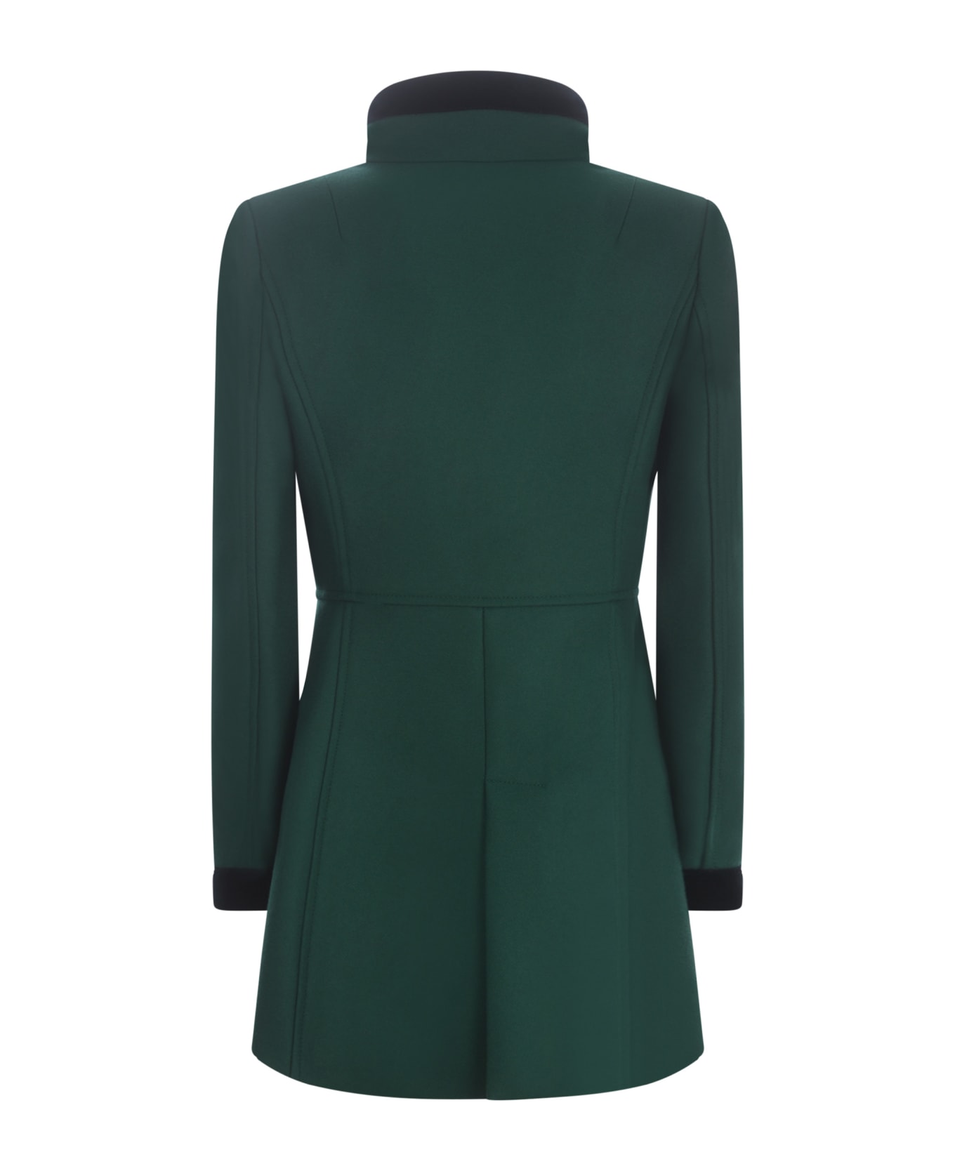 Fay Virginia Velvet-trim Coat - Verde scuro コート
