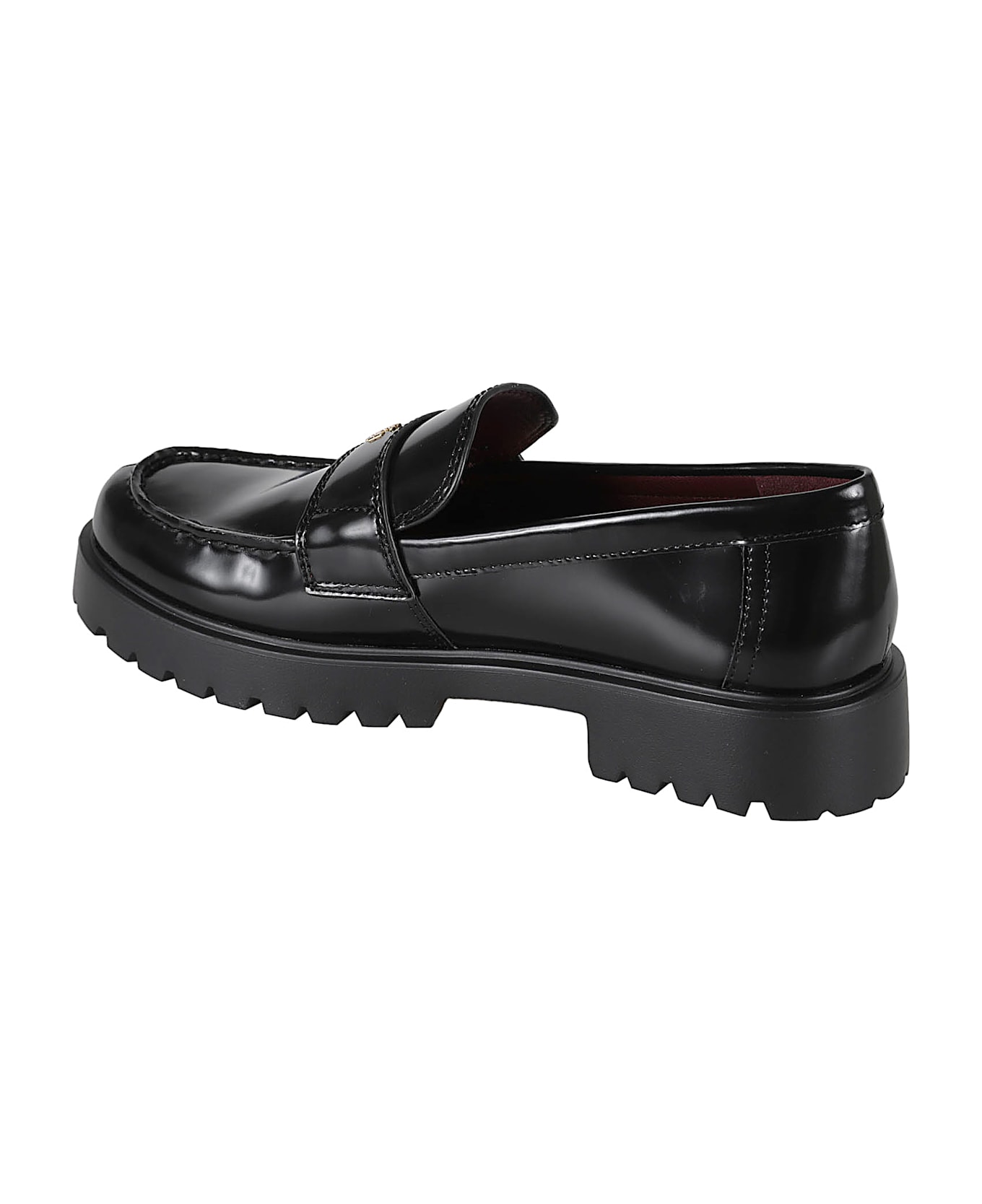 Tory Burch 'lug' Black Leather Loafers - Black