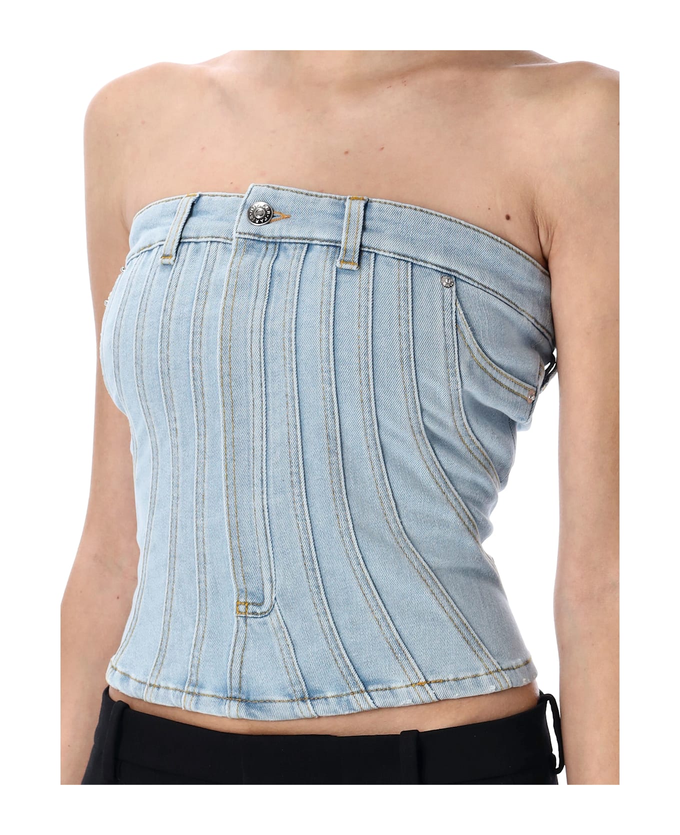 Mugler Denim Bustier - MEDIUM BLUE