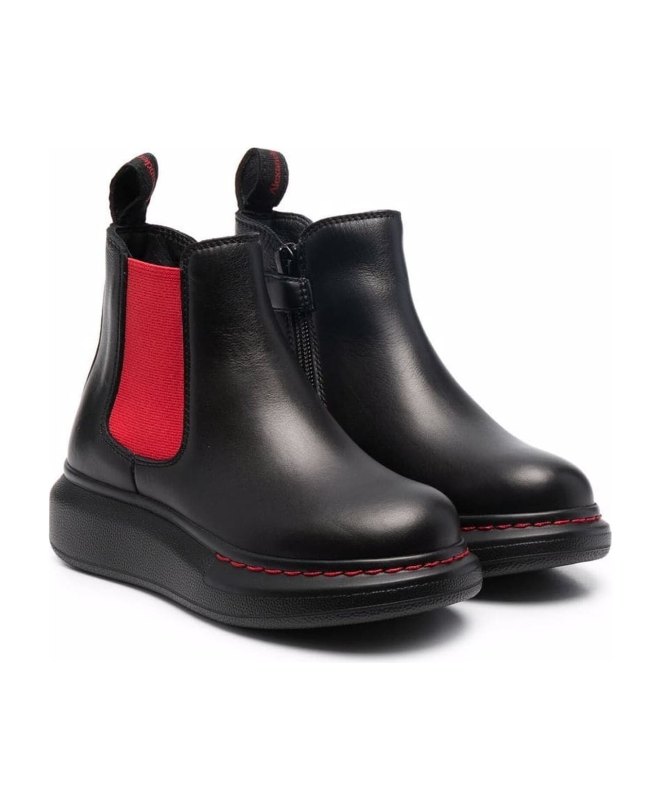 Alexander McQueen Black Leather Ankle Boots - Nero