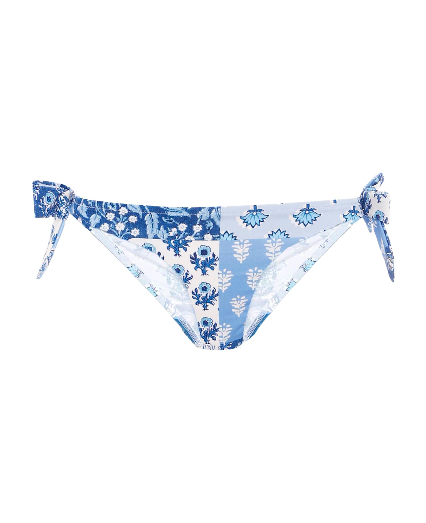 MC2 Saint Barth Light Blue Swim Briefs For Girl With Floral Print - Light Blue