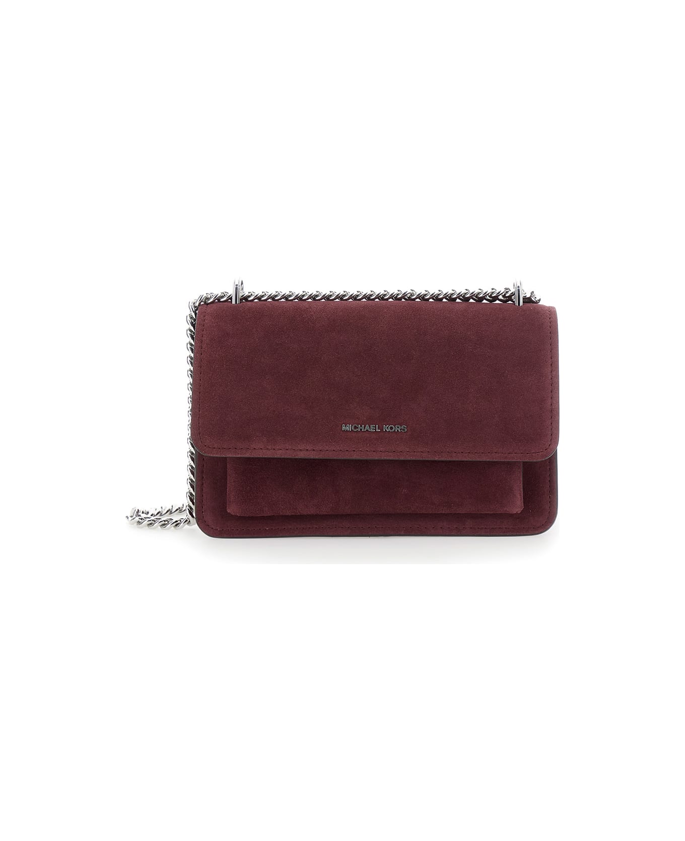 MICHAEL Michael Kors Bordeaux Shoulder Bag With Chain Strap And Front Logo In Suede Woman - Bordeaux
