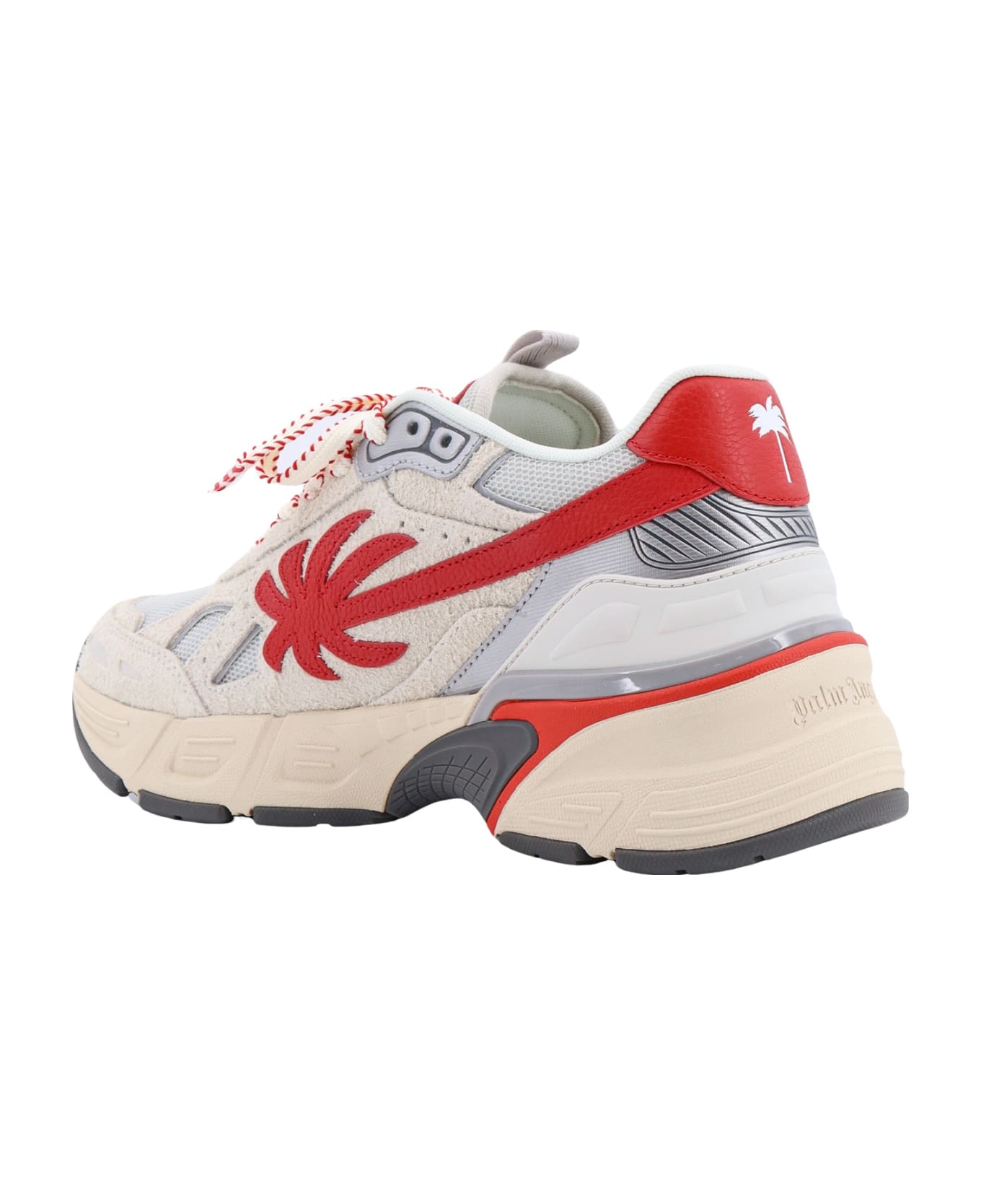 Palm Angels Multicolor Leather And Fabric Pa 4 Sneakers - Beige