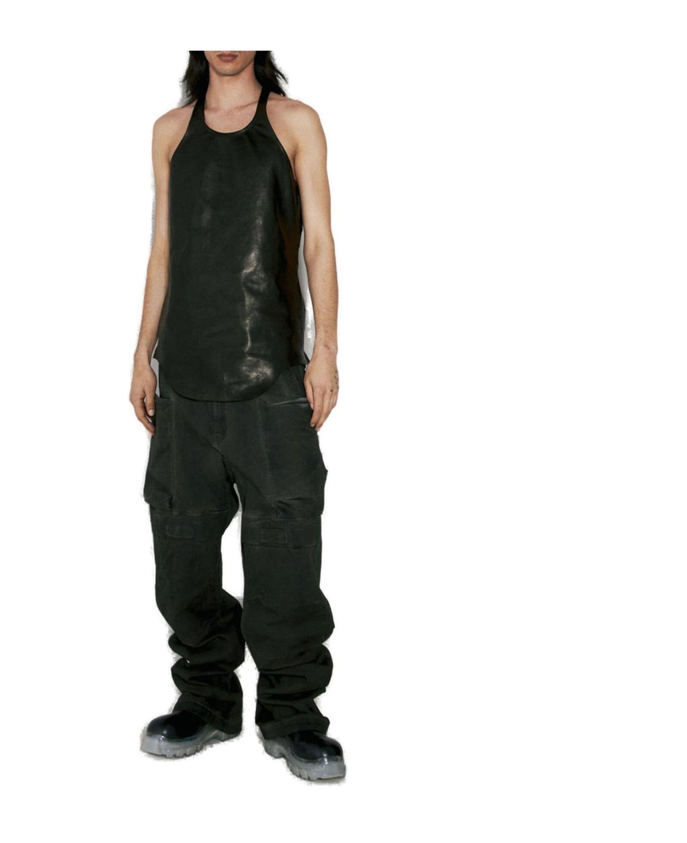 Rick Owens Leather Sleeveless Tank Top - nero