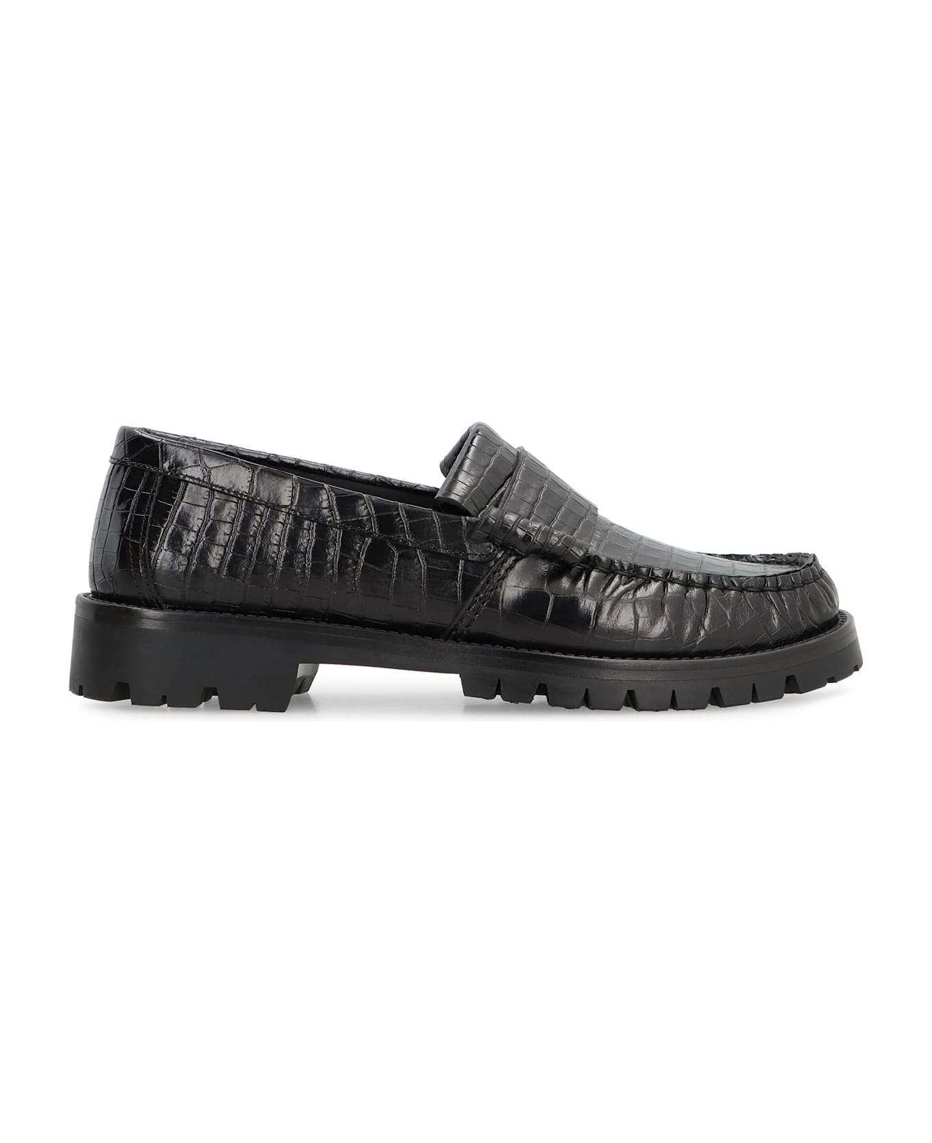 Rhude Printed Leather Loafers - black
