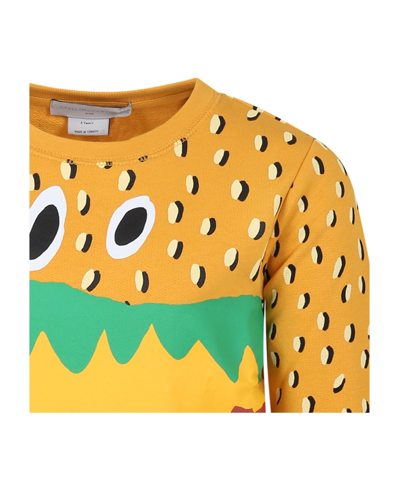 Stella McCartney Kids Yellow Sweatshirt For Boy With Hamburger Print - Yellow
