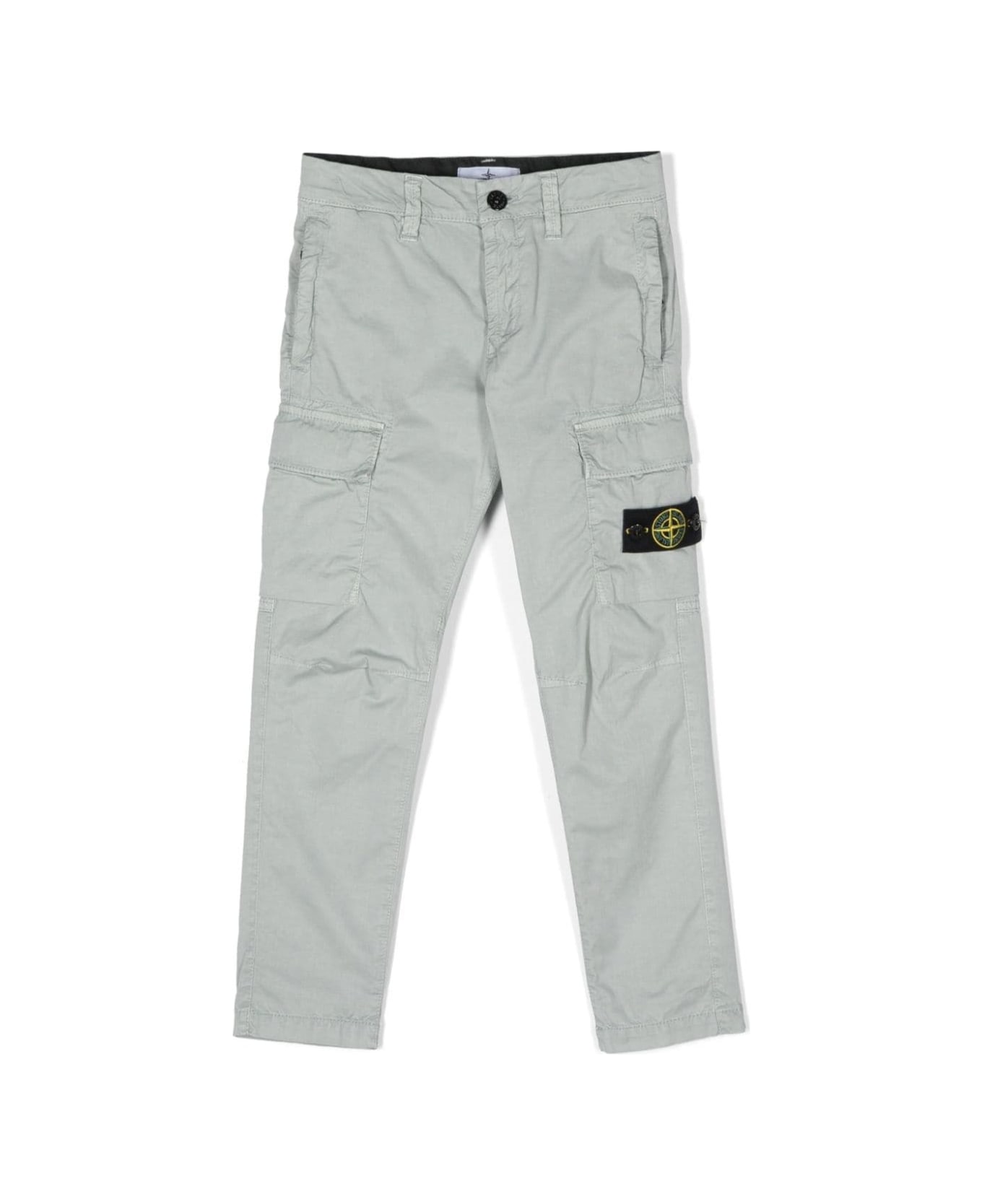 Stone Island Junior Grey Cargo Pants In Stretch Cotton Boy - Grey ボトムス