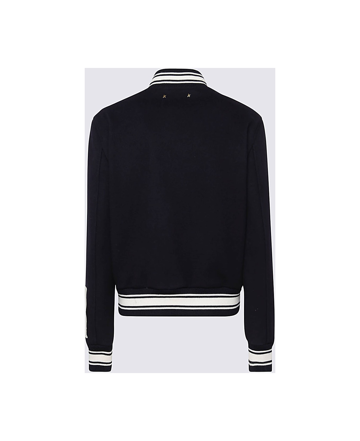 Golden Goose Dark Blue Wool Blend Bomber Jacket - Blue