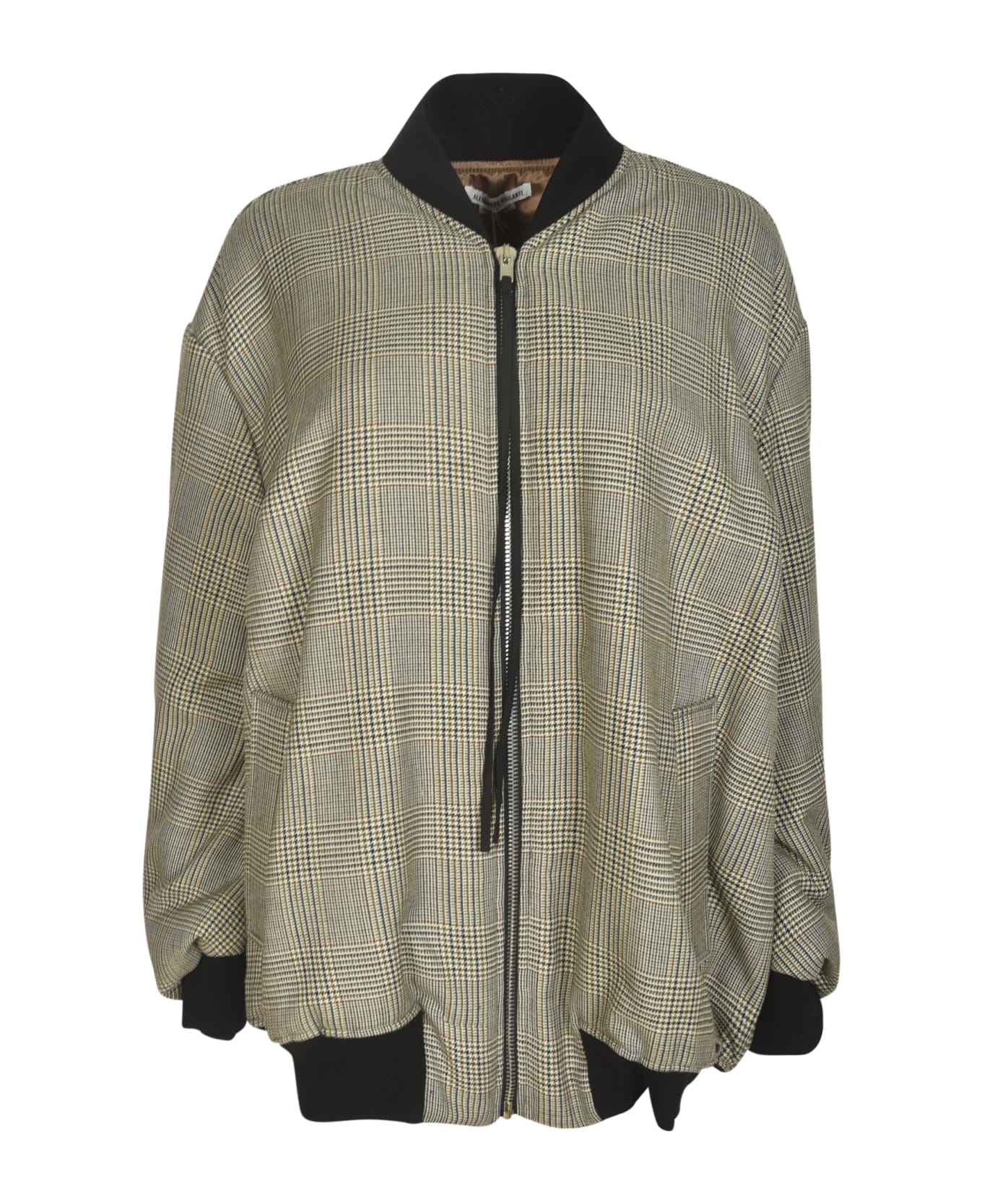 Alessandro Vigilante Check Pattern Rib Trim Zipped Bomber - Beige