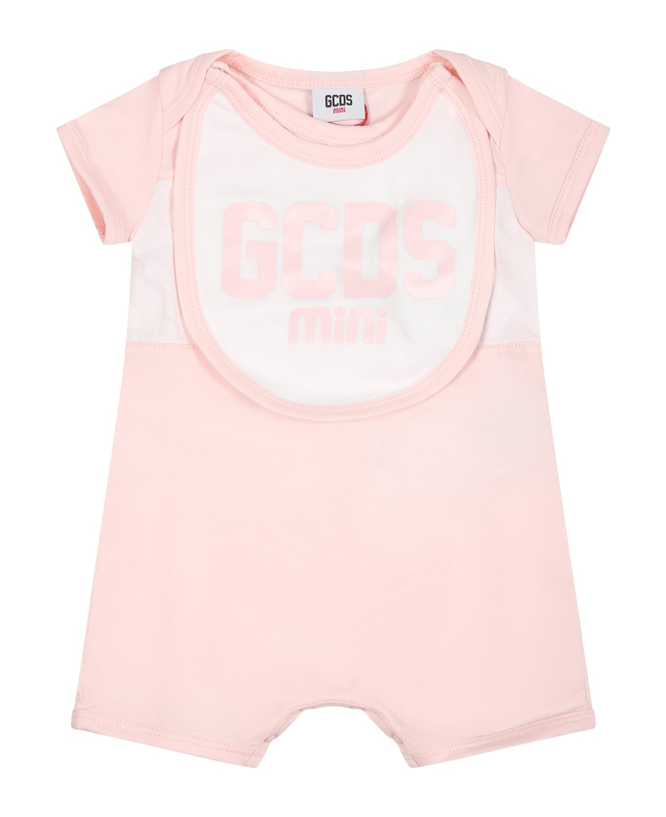 GCDS Mini Jumpsuit For Babies With Logo - Pink ボディスーツ＆セットアップ