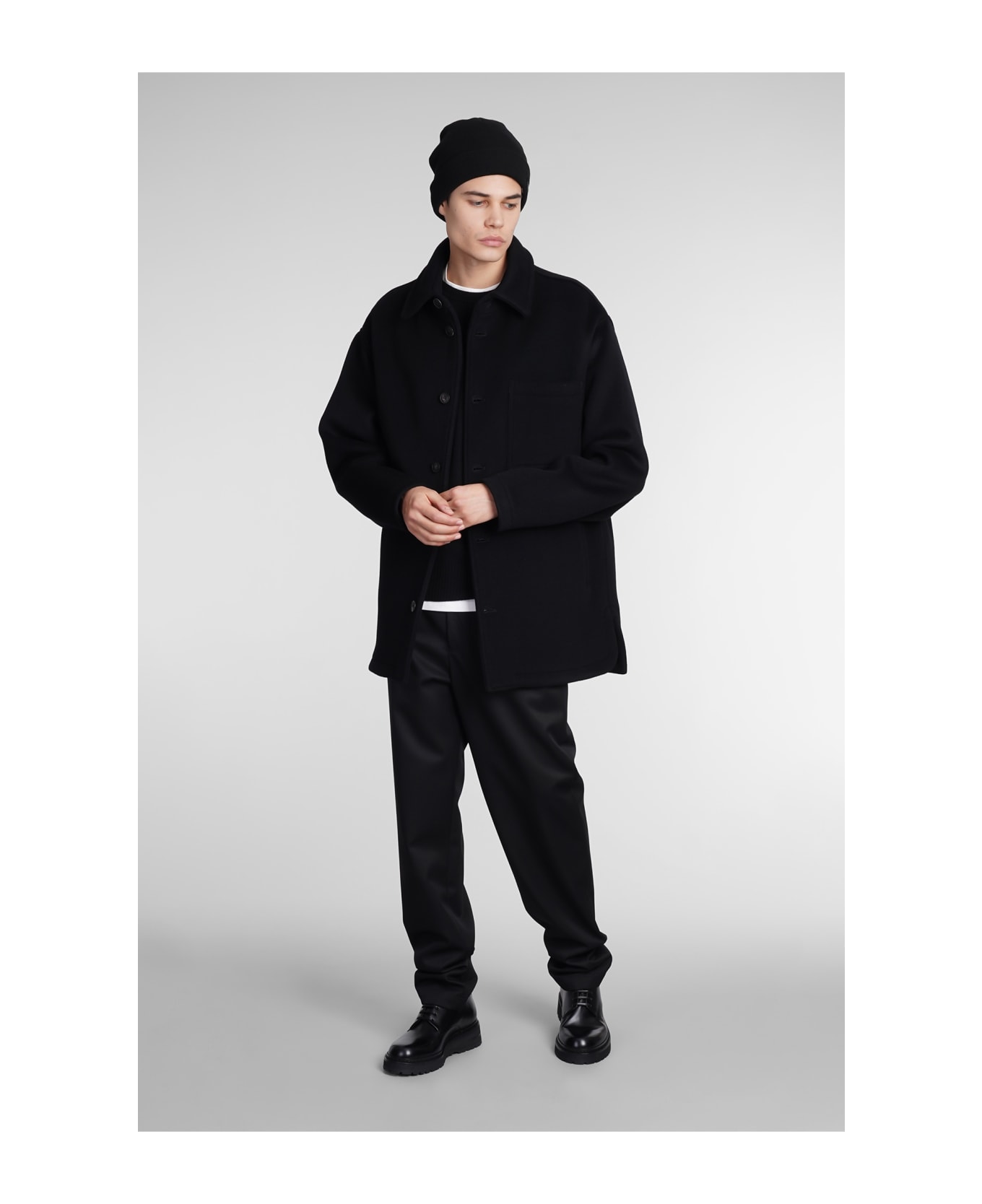 Emporio Armani Pants In Black Wool - black