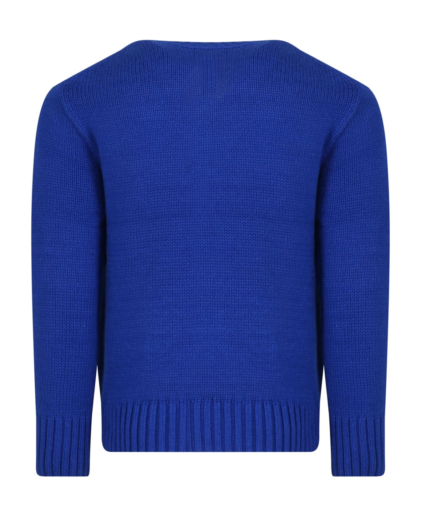Ralph Lauren Blue Sweater For Boy With Polo Bear - Blue ニットウェア＆スウェットシャツ