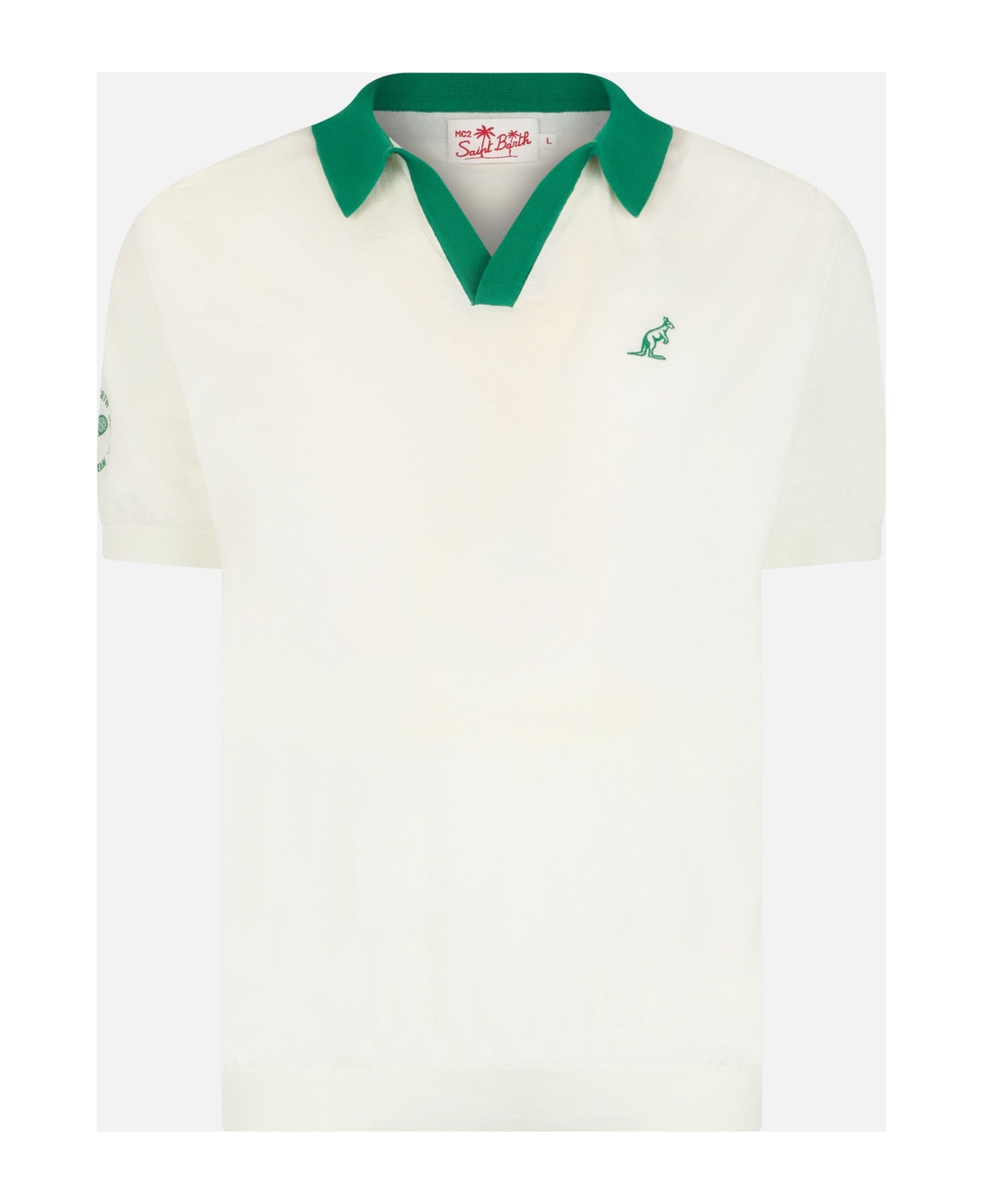 MC2 Saint Barth Man Off-cream Knitted Polo Shirt Newcomb | Australian Brand Special Edition - WHITE