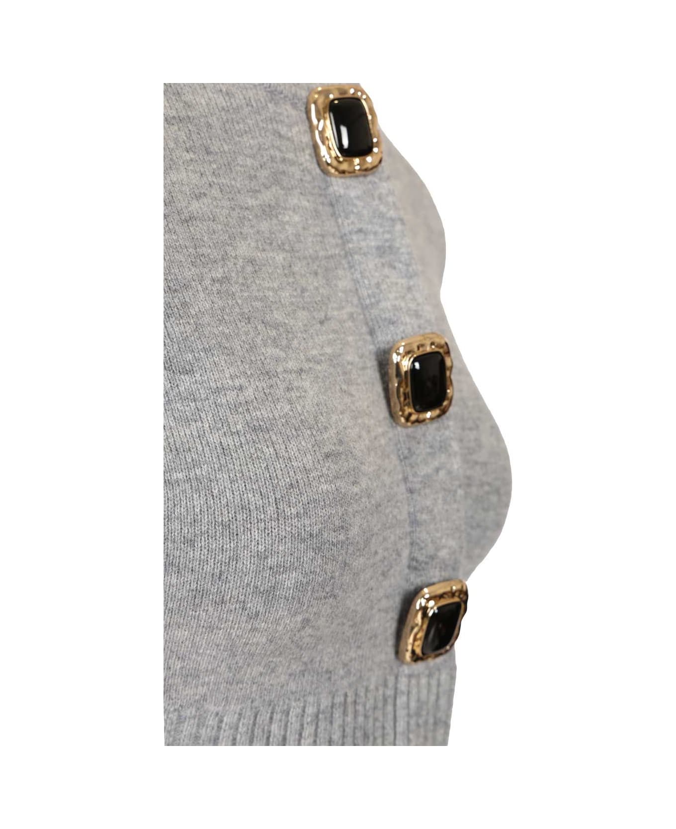 self-portrait Wool Cardigan - GREY