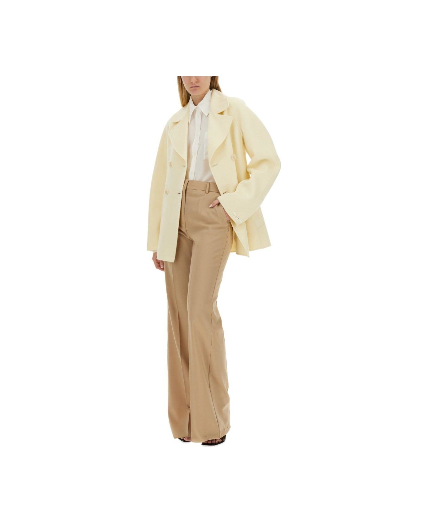 SportMax High Waist Straight Leg Pants - BEIGE