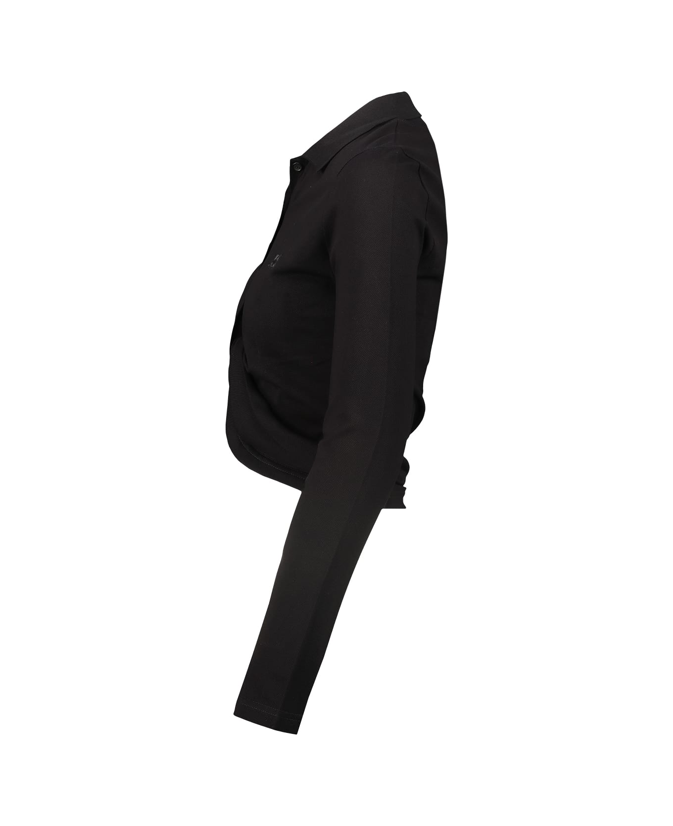 Courrèges Polo Twist Pique Crop - Black