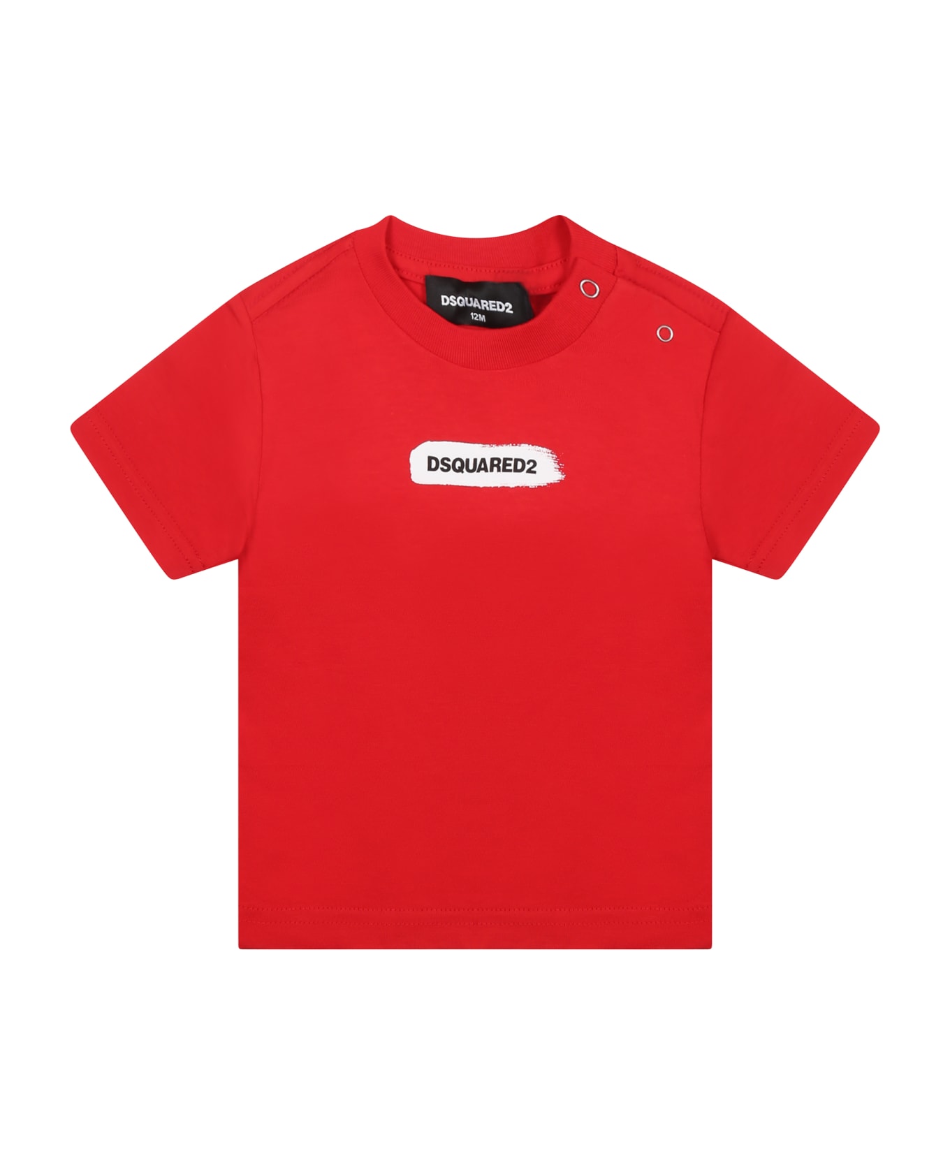 Dsquared2 Red T-shirt For Baby Boy With Logo - Red Tシャツ＆ポロシャツ