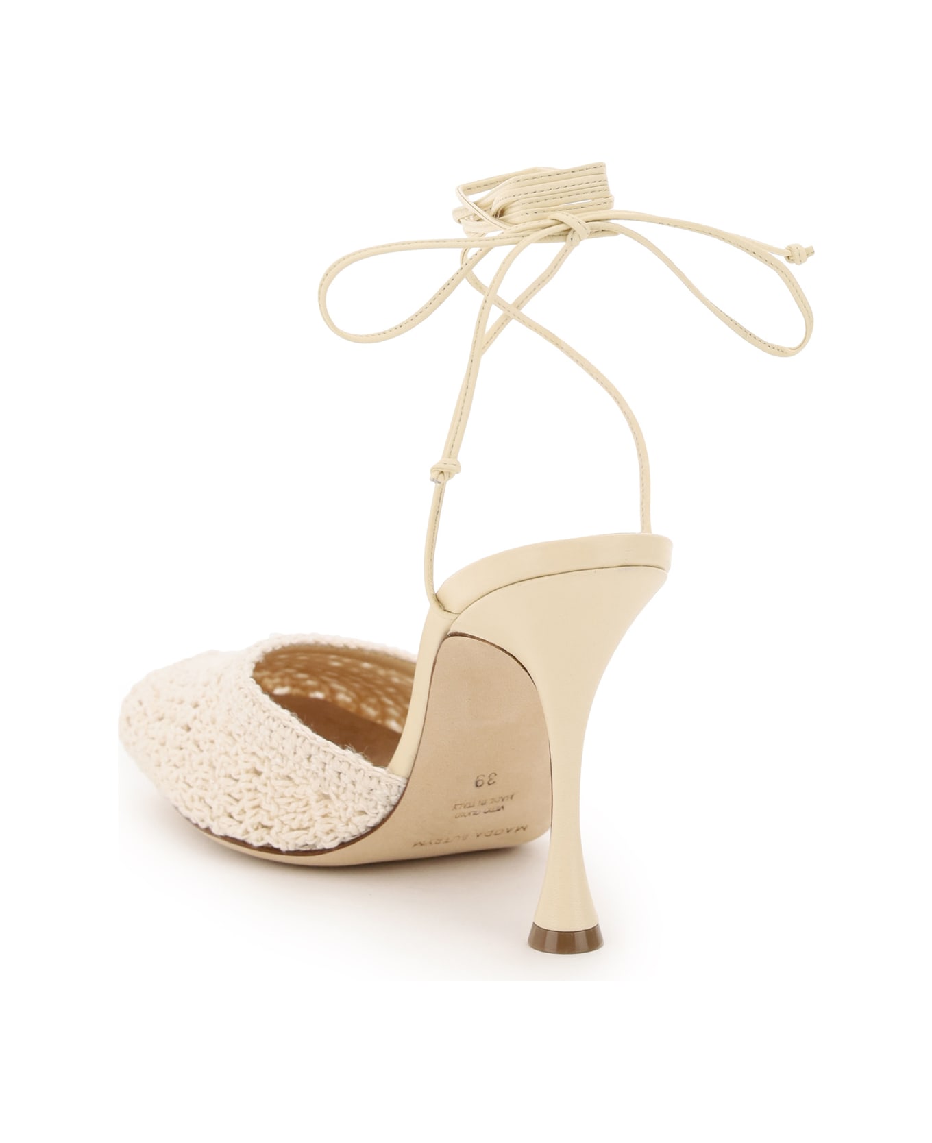 Magda Butrym Crochet Slingback Pumps - CREAM (White)
