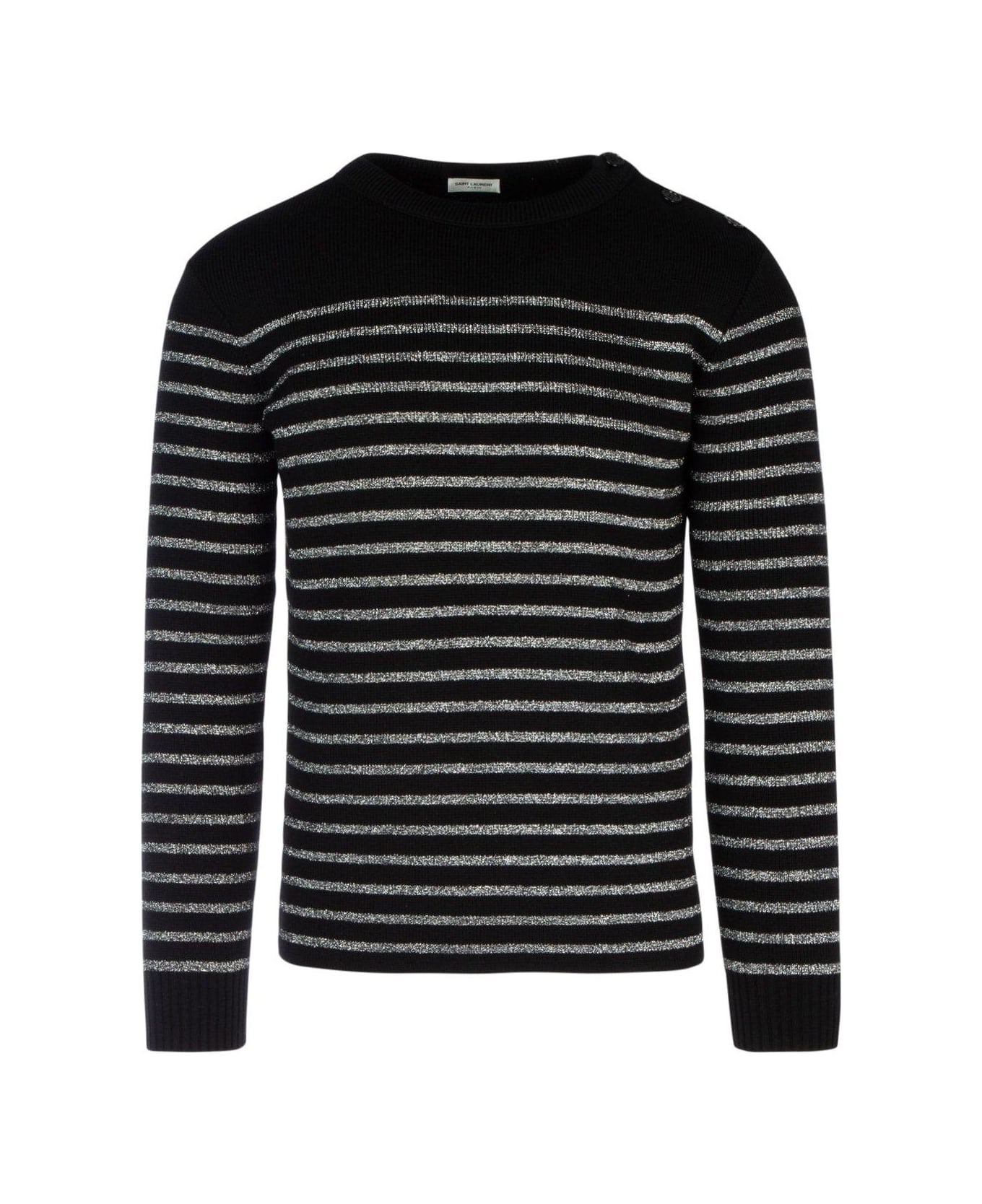 Saint Laurent Striped Sweater - BLACK