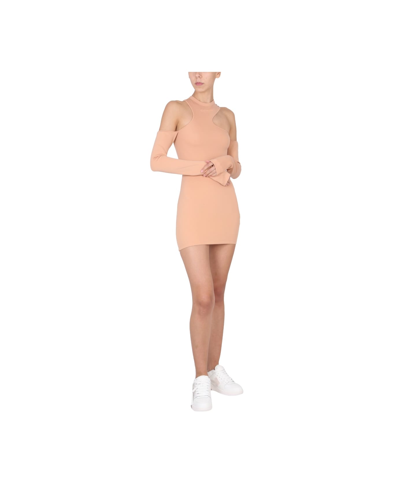 Off-White Asymmetric Mini Dress - BROWN ワンピース＆ドレス
