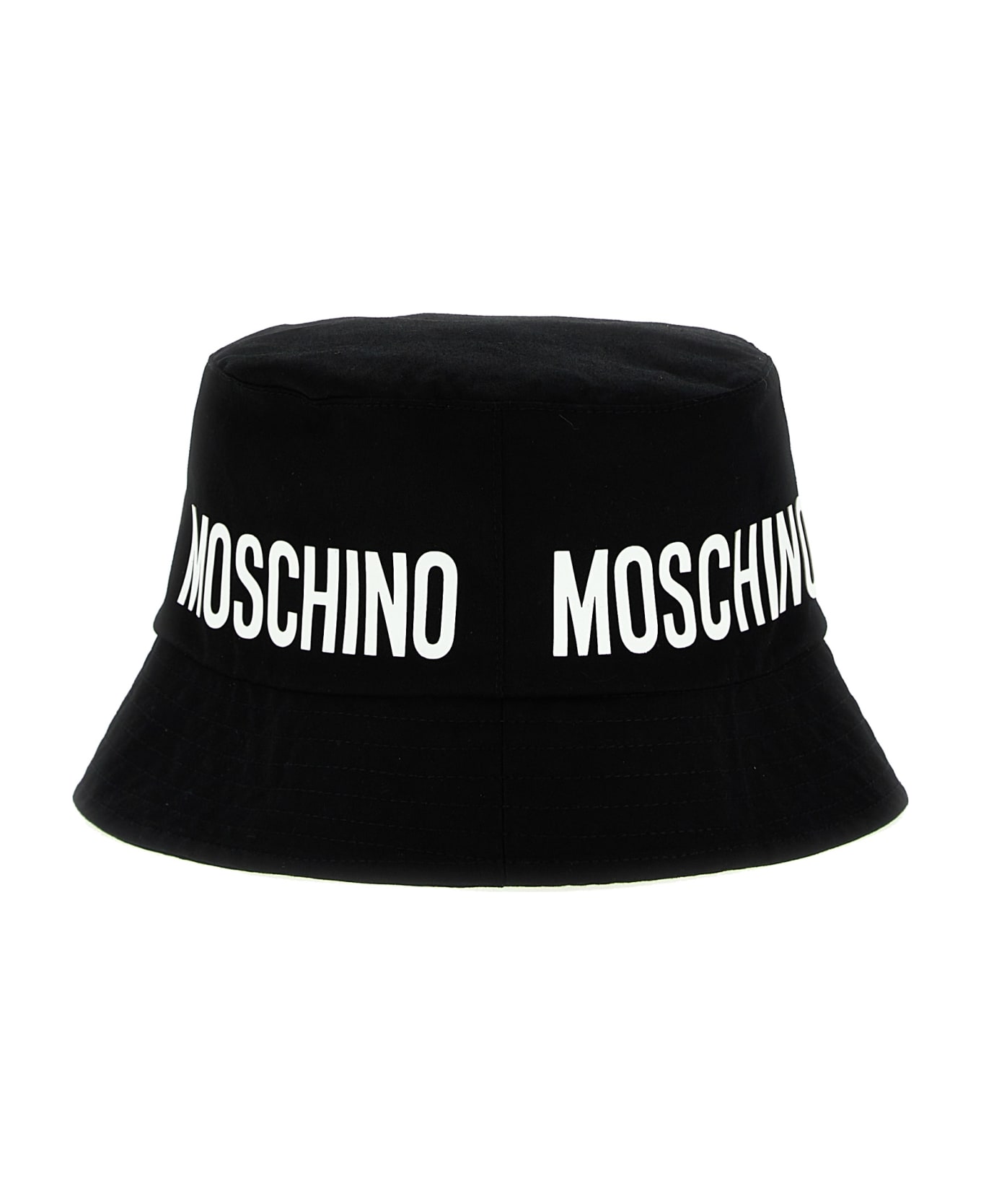 Moschino Logo Print Bucket Hat - White/Black