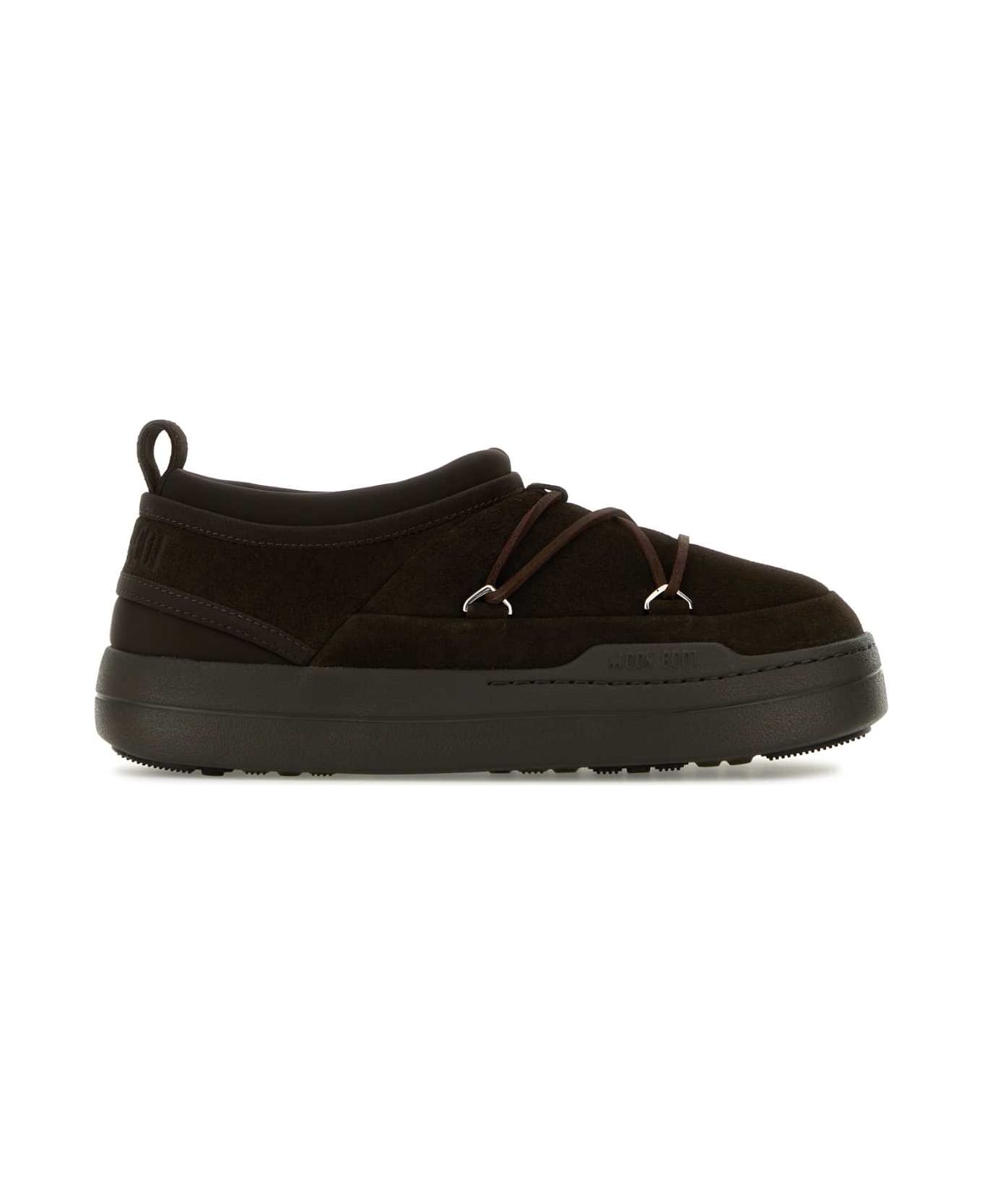 Moon Boot Brown Suede Mb Park Icon Slip Ons - DARKBROWN