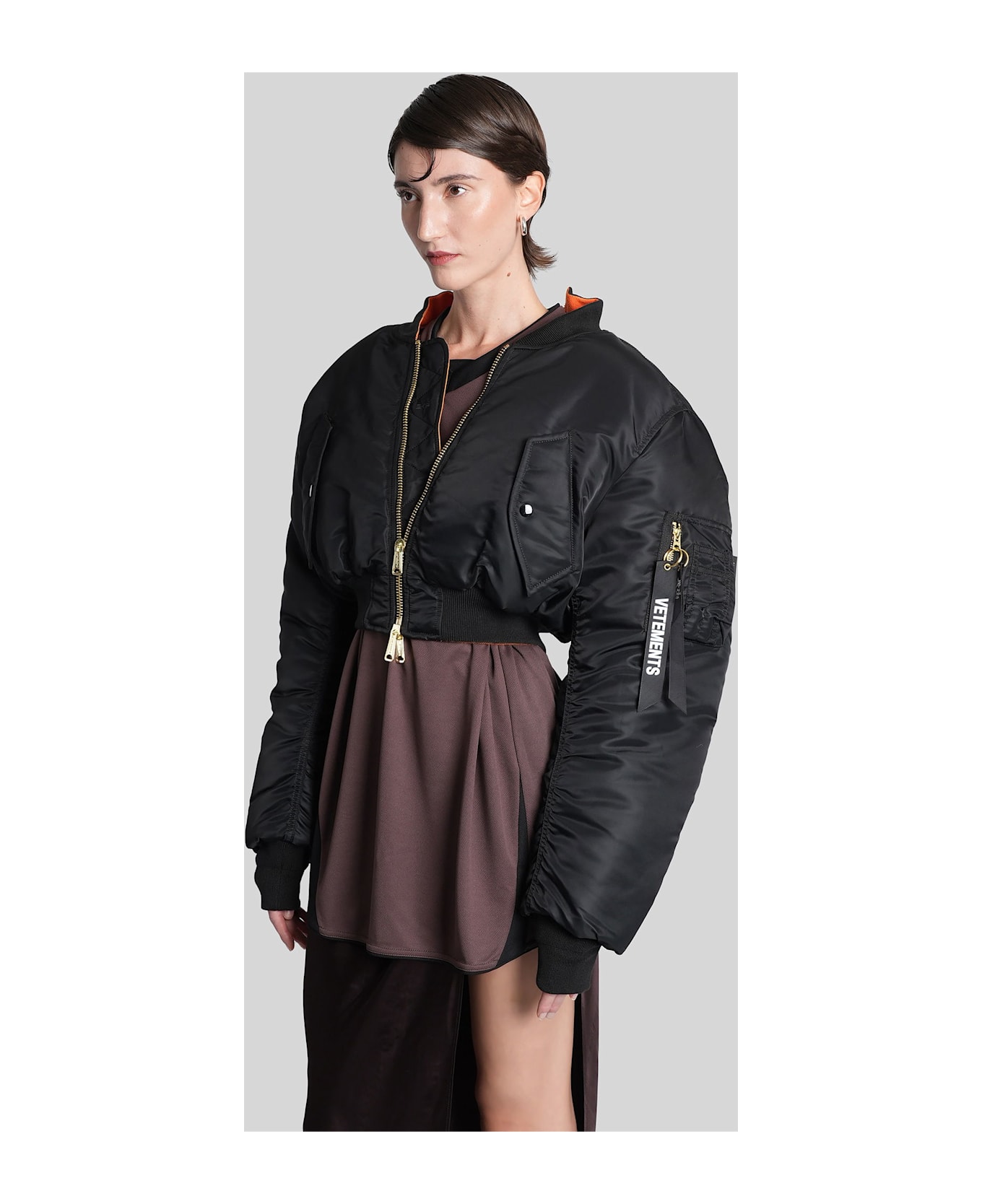 VETEMENTS Bomber Jacket In Black Nylon - black