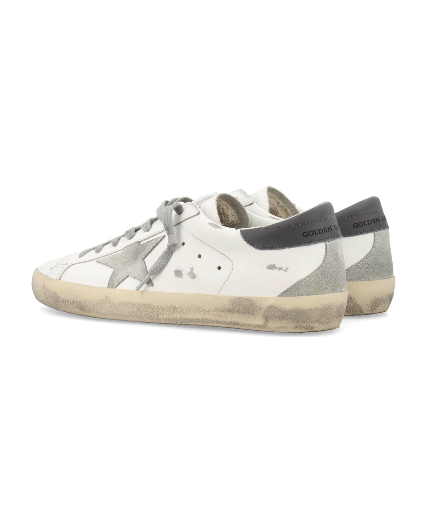 Golden Goose Super-star White And Gray Leather Sneaker - WHITE DARK GREY