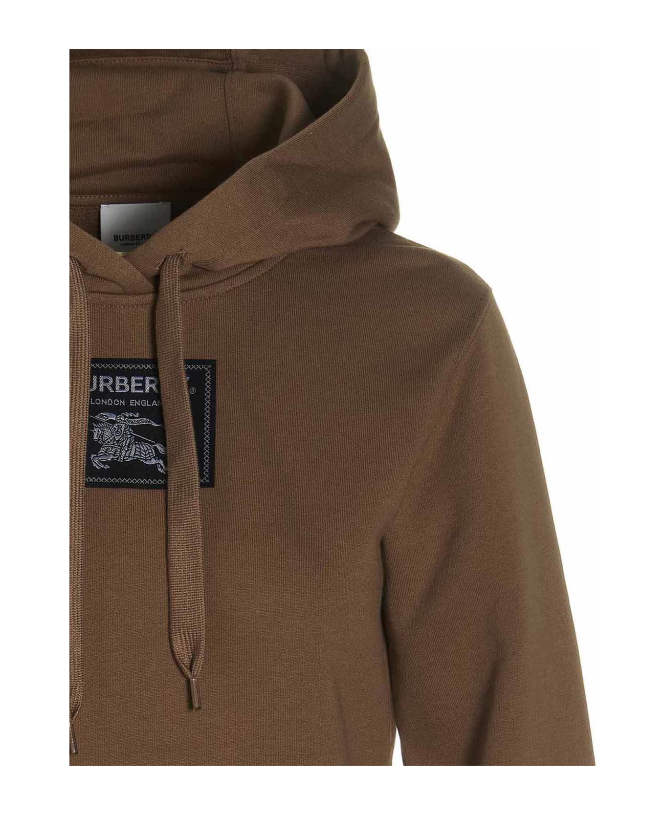 Burberry Logo Patch Hoodie - Brown